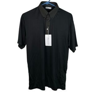 Collars & Co Polo Shirt Mens Small Black Nightfall Button Down Collar Oxford NWT